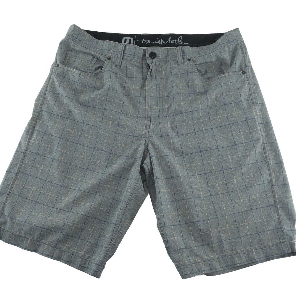 Travis Mathew Golf Shorts Mens 34 Checked Pattern Green - Picture 1 of 9